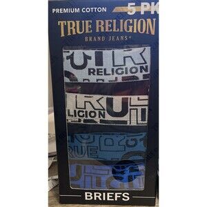 True Religion Men’s Fly Front Cotton Boxer Briefs Five Pack Size Small